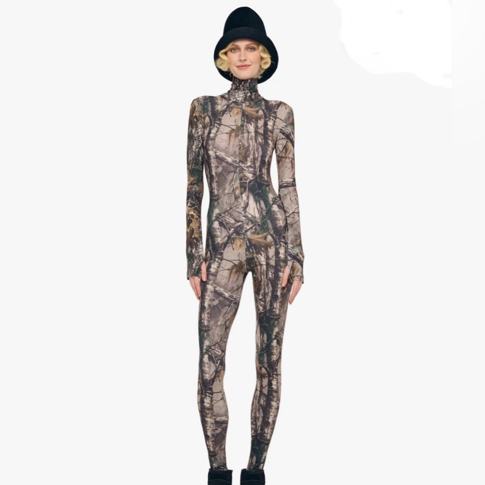 Norma Kamali Long Sleeve Slim Fit Turtleneck Catsuit in Trees S / 36 NWT